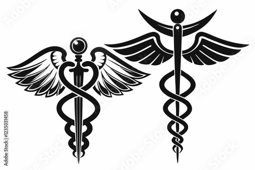 caduceus health symbol asclepius wand icon