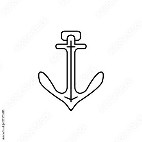 Outline Vintage Anchor icon with additional ornaments.