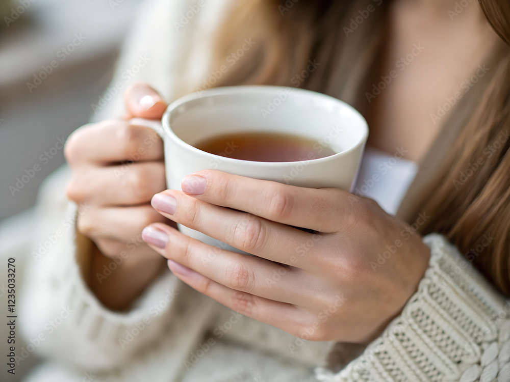 woman holding a cup of tea - close-up
woman holding a cup of tea - close-up