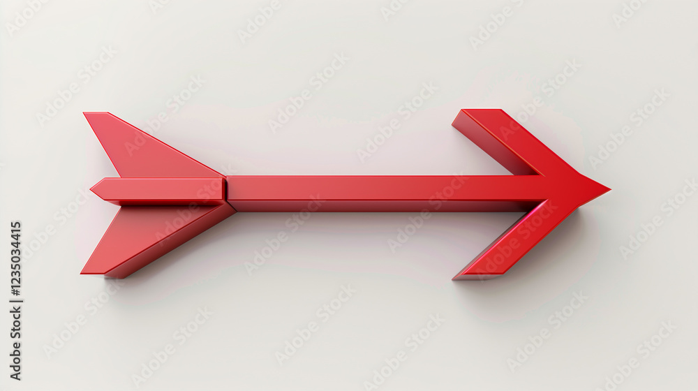 3D illustration of a red arrow splitting into three directions on a simple white background, concept for choice or decision making. 3D illustration of a red arrow splitting into three directions on a simple white background, concept for choice or decision making.