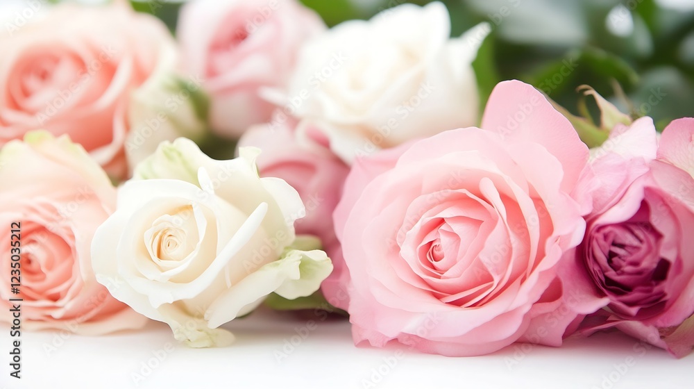 Soft pastel roses arranged in a serene and delicate bouquet showcasing their beauty and elegance : Generative AI Soft pastel roses arranged in a serene and delicate bouquet showcasing their beauty and elegance : Generative AI