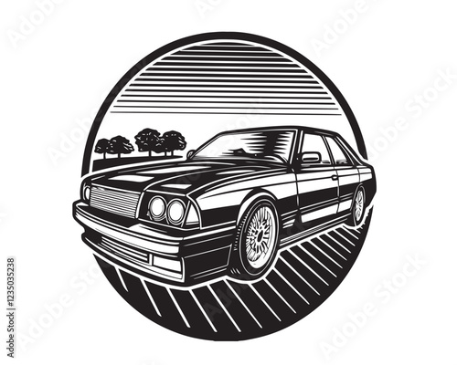 vintage chevrolet muscle car silhouette vector design. isolated white background view from side. Best for logo, badge, emblem, icon, sticker design. available in eps
