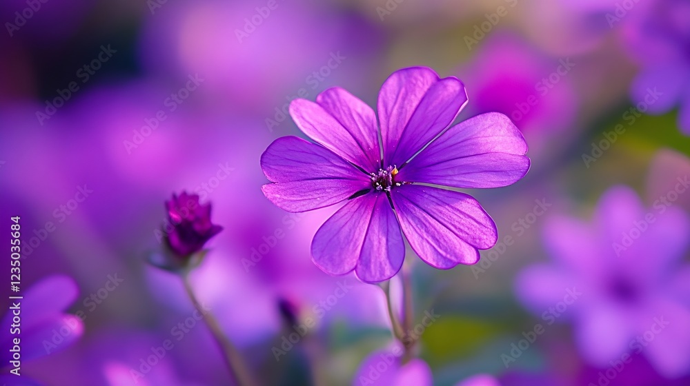 Close Up of Purple Wildflower with Delicate Petals in Natural Light : Generative AI Close Up of Purple Wildflower with Delicate Petals in Natural Light : Generative AI