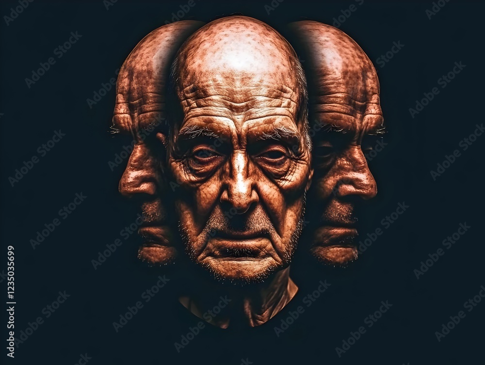 old man with split personality. Generated Ai old man with split personality. Generated Ai