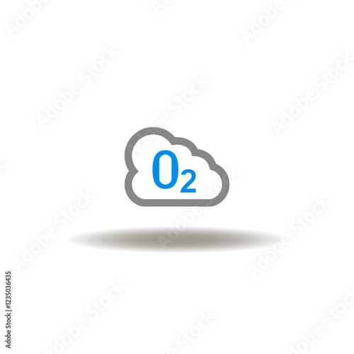Vector illustration of cloud with oxygen. Symbol of AQI Air Quality Index. Icon of oxygen O2 level.