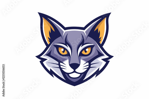 cat head logo vector with white background