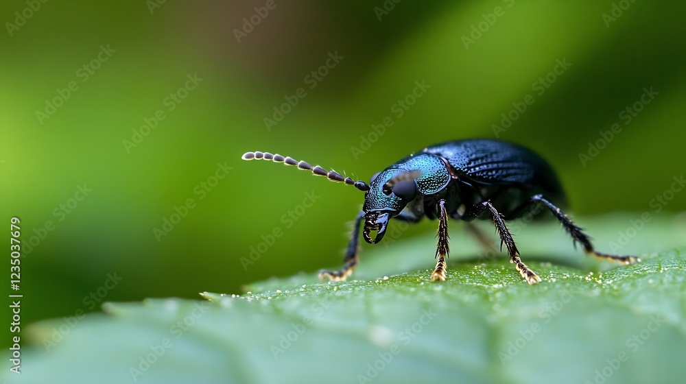 Closeup Macro Shot of Shiny Beetle on Leaf with Green Nature Background : Generative AI Closeup Macro Shot of Shiny Beetle on Leaf with Green Nature Background : Generative AI