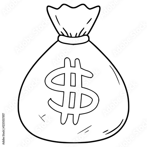 money sack illustration hand drawn outline vector