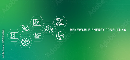 Renewable Energy Consulting gradient header efficient sustainable energy management eco-friendly power supply development environment strategy planning design icon outline