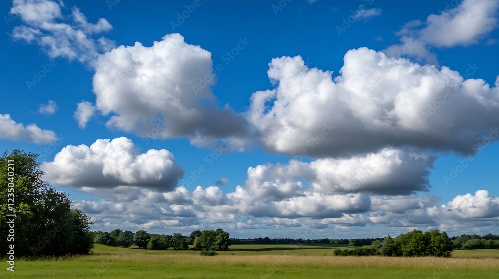 Expansive Summer Sky and Lush Green Field for Tranquil Nature Landscape Photography : Generative AI Expansive Summer Sky and Lush Green Field for Tranquil Nature Landscape Photography : Generative AI