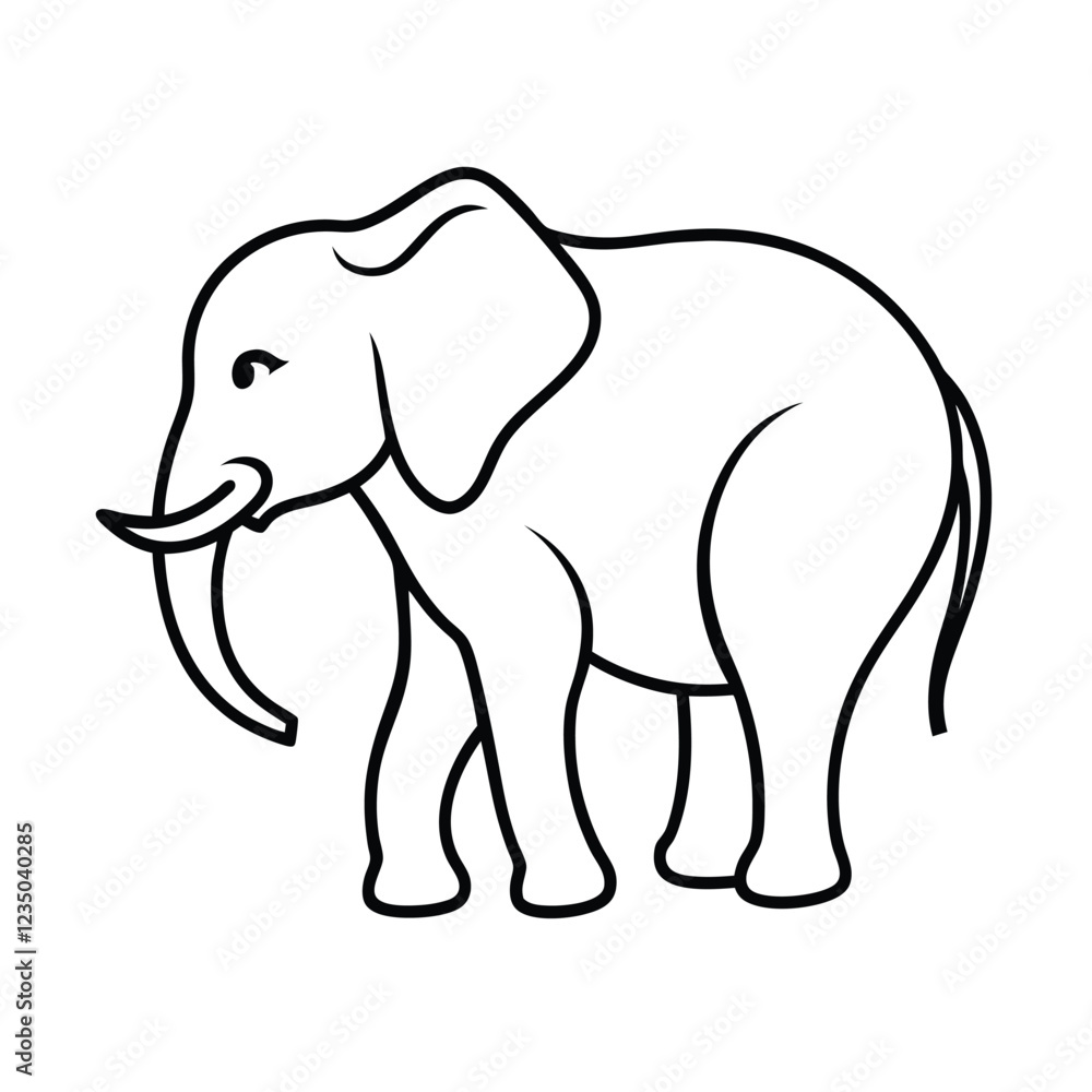 Fototapeta premium Elephant Line Art Vector and Elephant Outline, Drawing Vector Design