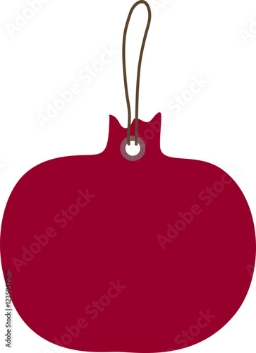 Illustration of a red garnet tag and a loop for fastening. The design is clean and elegant, making it ideal for product labels, gift tags, packaging, organic food branding, eco-friendly themes and min