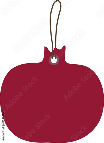 Illustration of a red garnet tag and a loop for fastening. The design is clean and elegant, making it ideal for product labels, gift tags, packaging, organic food branding, eco-friendly themes and min