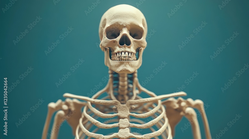 A clean and clear illustration of the human skeletal system, with fine details highlighting the structure of bones and joints A clean and clear illustration of the human skeletal system, with fine details highlighting the structure of bones and joints