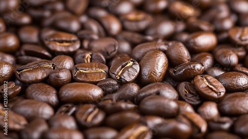 Wallpaper Mural Closeup of dark roasted coffee beans highlighting texture detail and rich aromatic complexity : Generative AI Torontodigital.ca