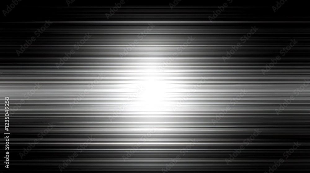 Abstract grayscale horizontal lines radiating light