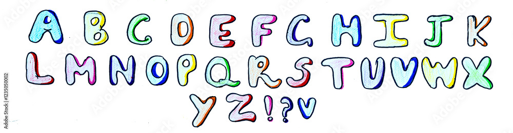 Naklejka premium Hand Drawn A to Z alphabets on transparent PNG