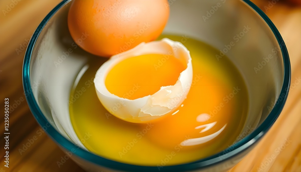 an egg and an egg yolk in a glass bowl an egg and an egg yolk in a glass bowl