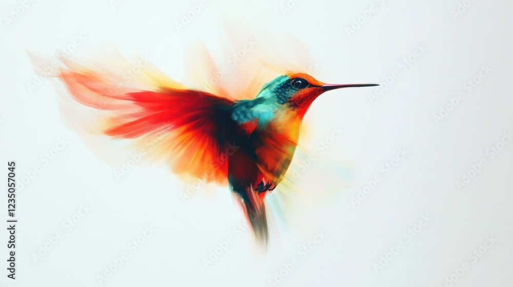 Fototapeta premium Vibrant Hummingbird in Artistic Flight Motion
