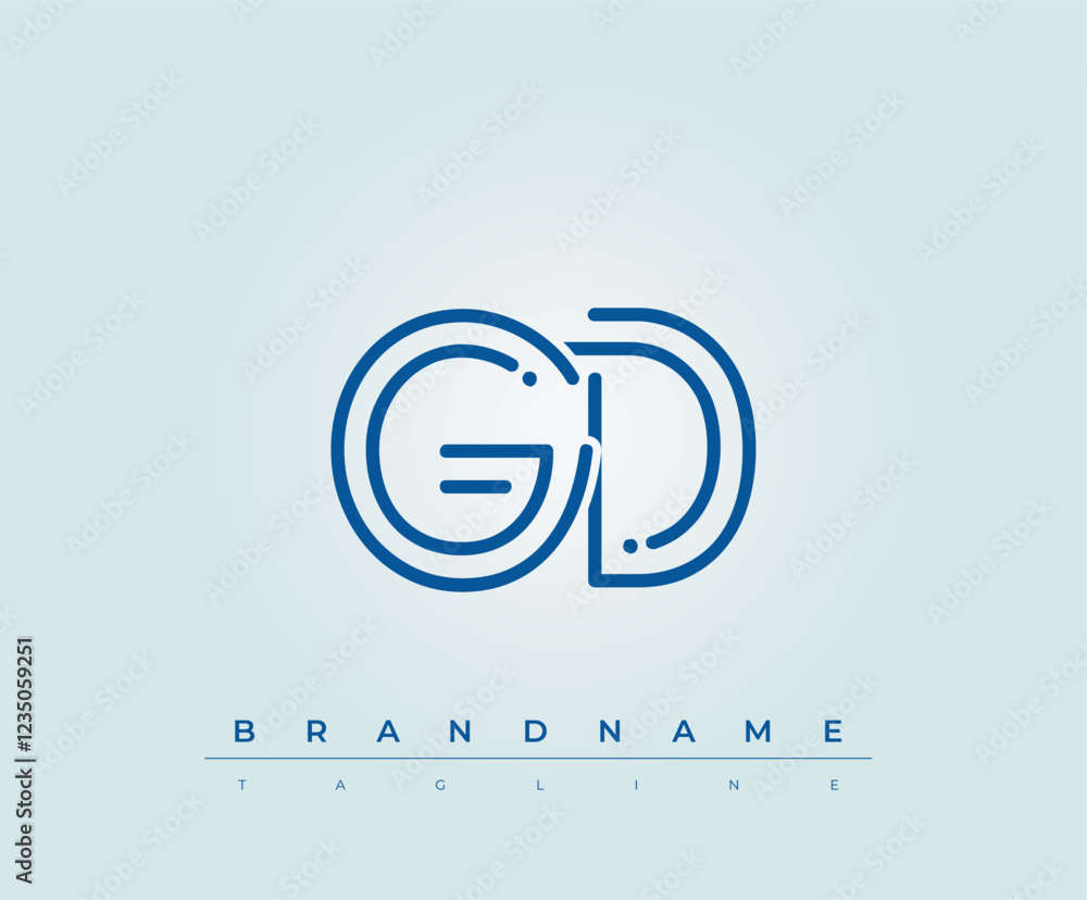 Obraz premium GD Technology Letter Logo Template. This tech letter logo is a graphic mark that uses letters to represent a technology company.