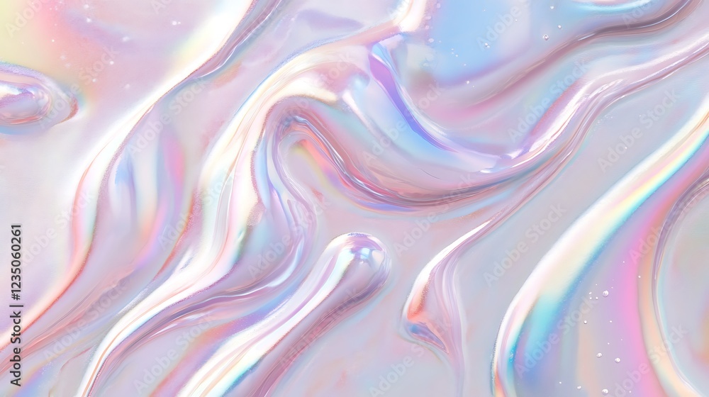 Fototapeta premium Abstract iridescent pastel liquid swirls flowing design