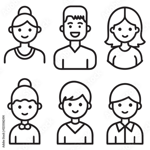 Family Line Editable Icons set. Vector illustration in thin line modern style
