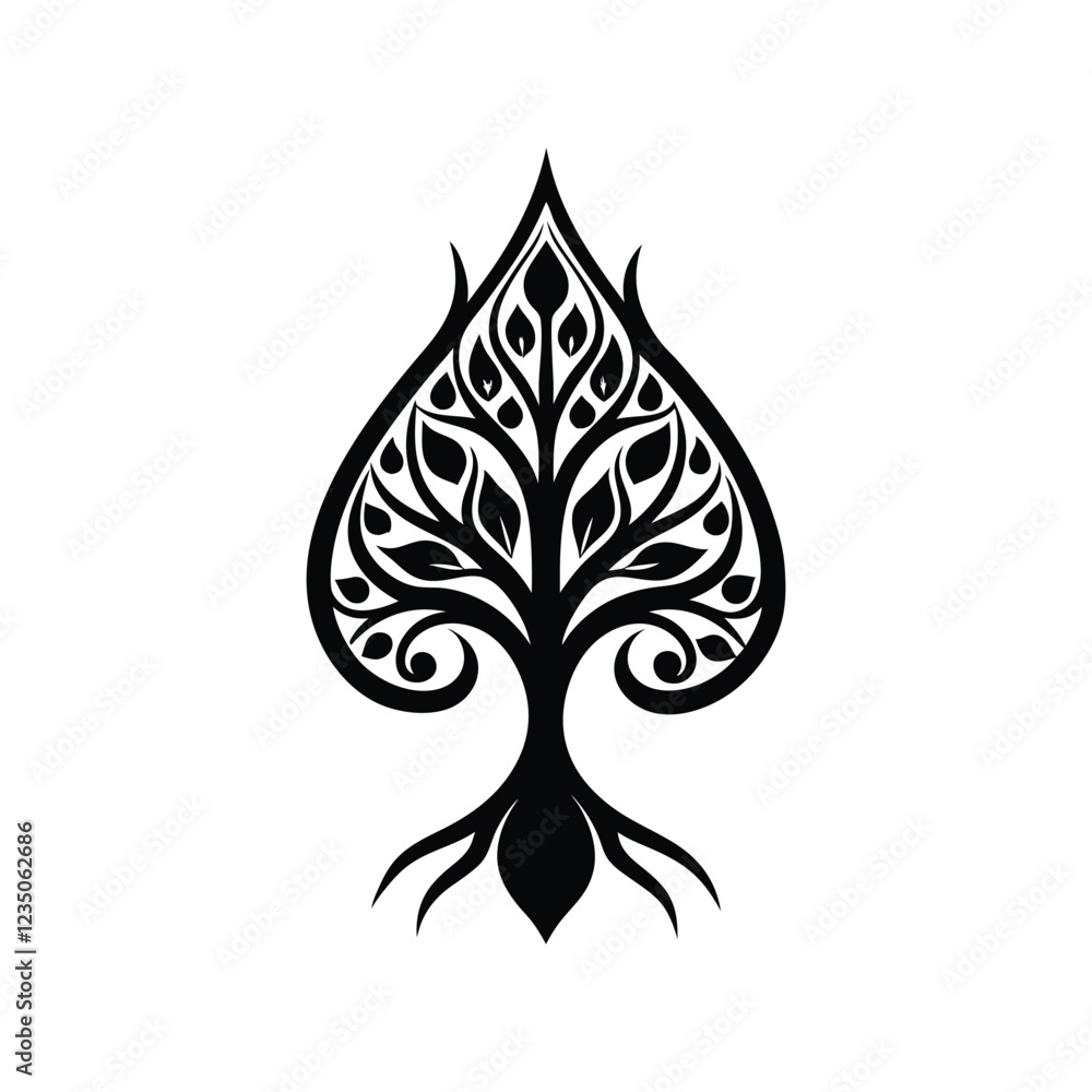 Stylish Tree Shape Tattoo Silhouette Vector Illustration for Design Stylish Tree Shape Tattoo Silhouette Vector Illustration for Design