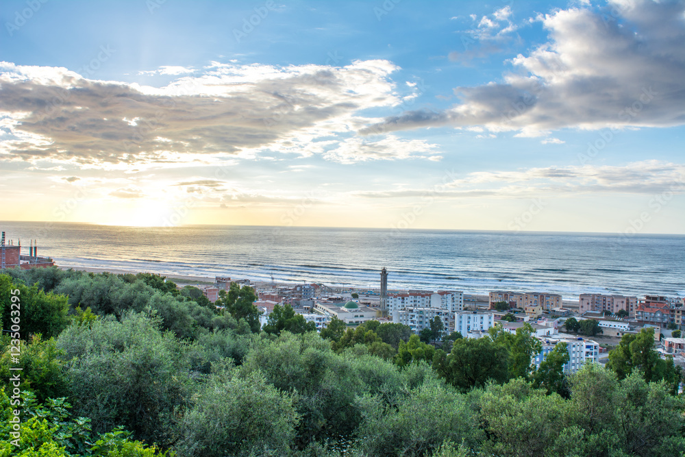 Obraz premium algeria, village, mediterranean sea, africa, north africa, algiers, aerial africa, algeria village, algerian, african village, algeria tourism, aerial, arab, road, arabic, jijel, morning, african. 