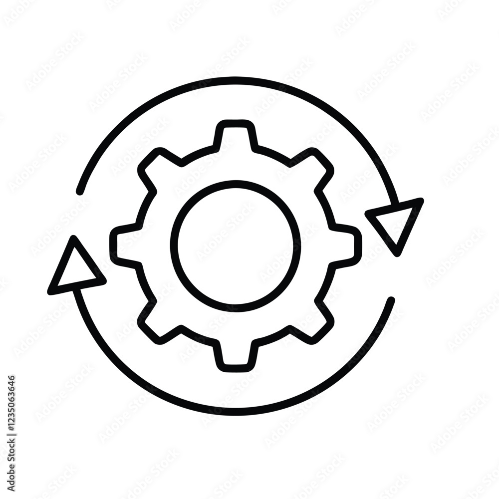 Gear with reprocessing sign icon. Update icon Gear with reprocessing sign icon. Update icon