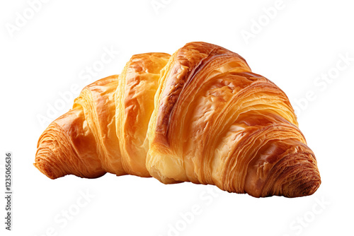 Crispy French Croissant isolated on transparent background