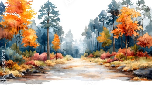 Enchanted Forest Watercolor Illustration Perfect for children's book illustrations, greeting cards, wall art, and nature-themed designs.