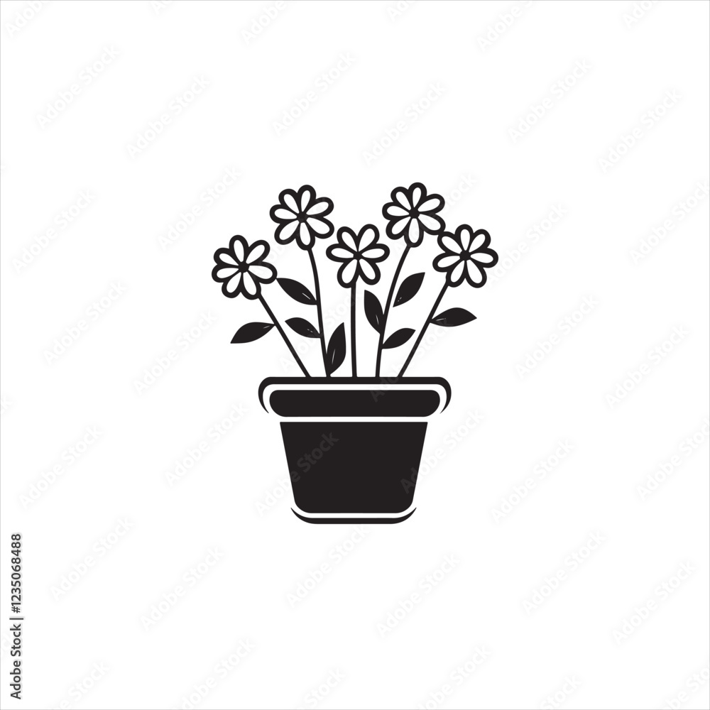 Minimalist flower pot Silhouette Vector Minimalist flower pot Silhouette Vector