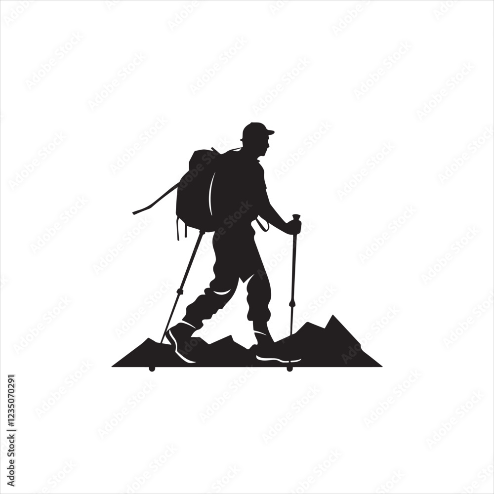 Fototapeta premium Minimalist Hiking Silhouette Vector