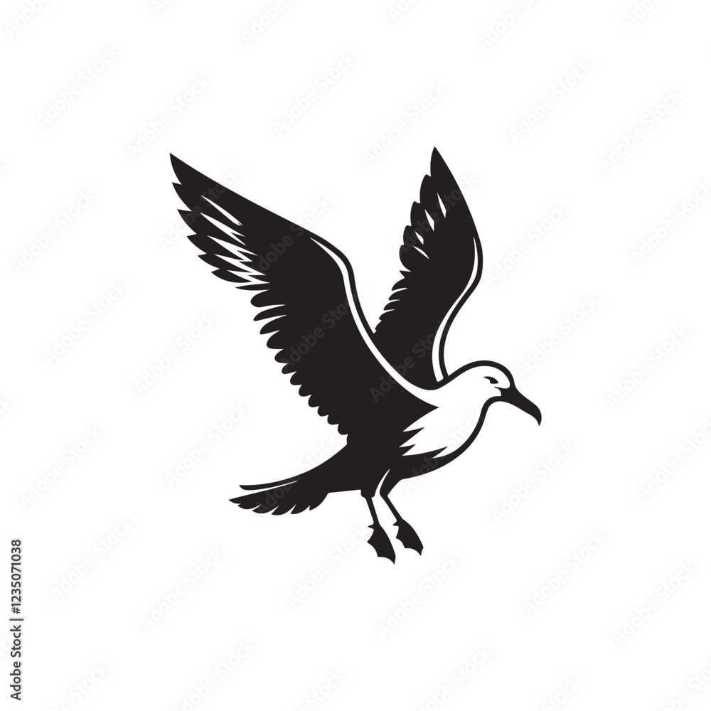 Obraz premium Black Color Albatross silhouette design Vector Illustration, Solid White Background (10).eps