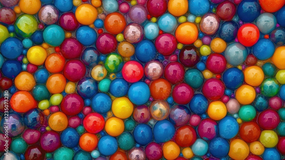 A vibrant top-down view of colorful water balloons creating a fun and lively background A vibrant top-down view of colorful water balloons creating a fun and lively background