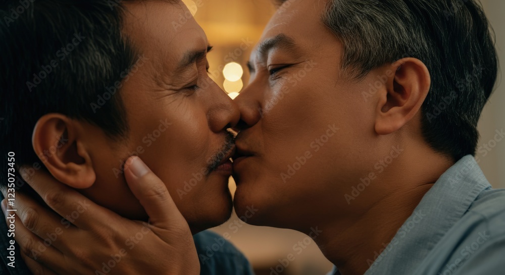 Tender moment of love and connection between mature asian males Tender moment of love and connection between mature asian males