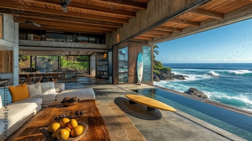 Luxury oceanfront home with infinity pool overlooking the surf