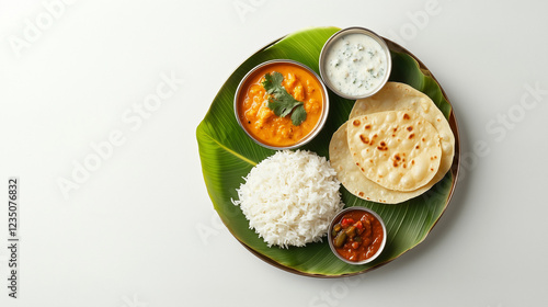 Complete Indian Thali Meal with Colorful Dishes in Traditional Presentation