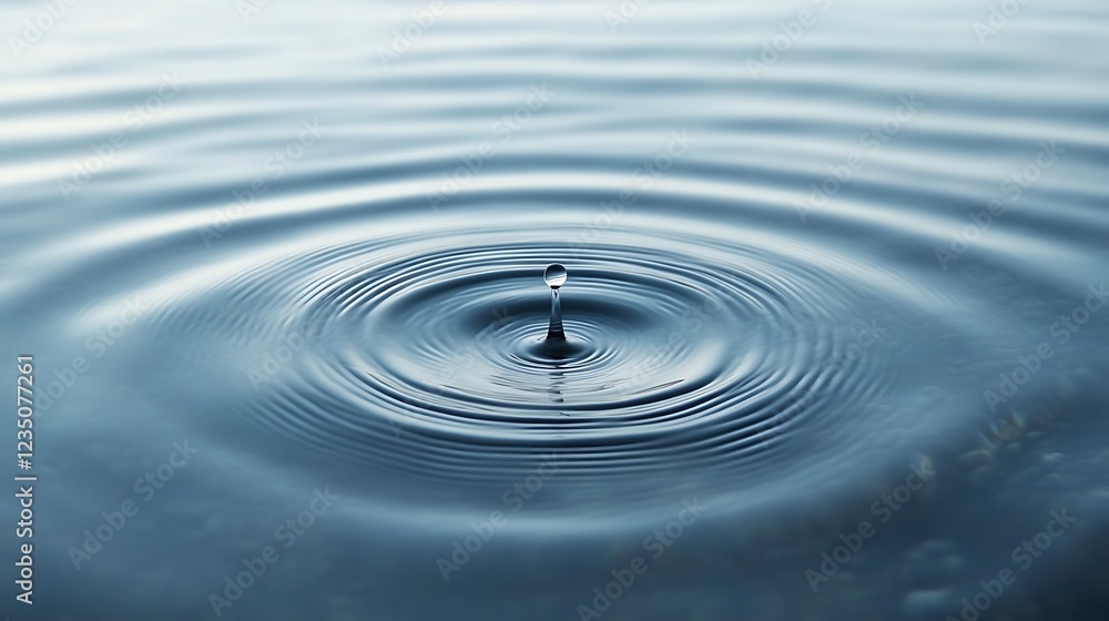 Water droplet falling creating concentric ripples Water droplet falling creating concentric ripples