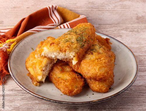 Fried crispy haddock fillets