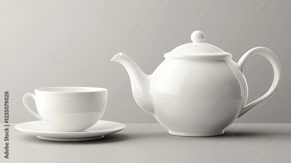 PNG porcelain white teapot and cup PNG porcelain white teapot and cup