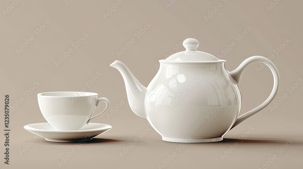 PNG porcelain white teapot and cup PNG porcelain white teapot and cup