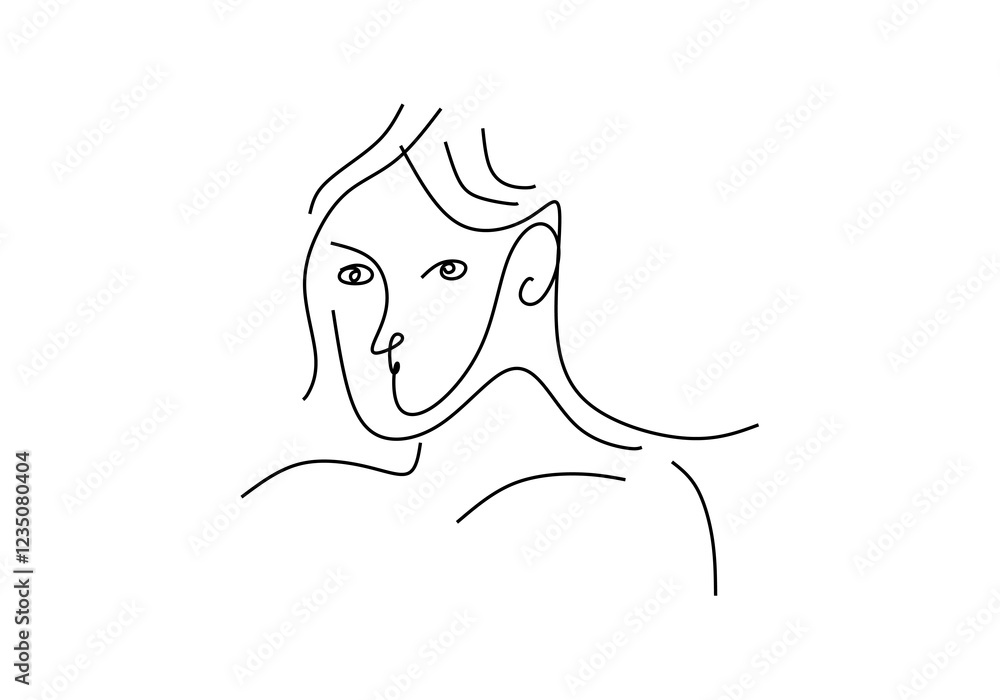 abstract face illustration that combines artistic elements with minimalistic or expressive shapes. 