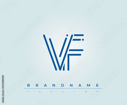 VF Technology Letter  Logo Template. This tech letter logo is a graphic mark that uses letters to represent a technology company. photo