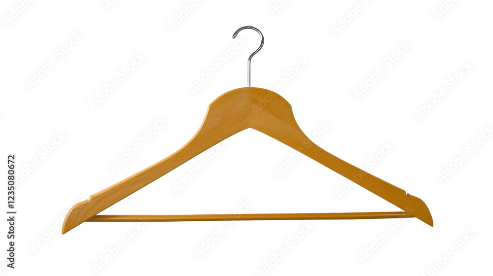 Wooden clothes hanger hanging on transparent background Wooden clothes hanger hanging on transparent background