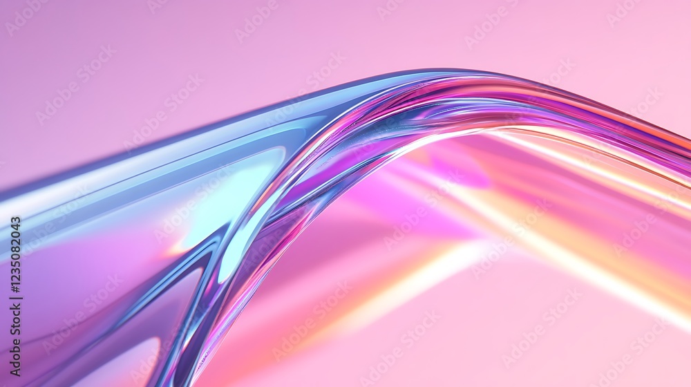 Obraz premium Abstract iridescent glass curves flowing gently