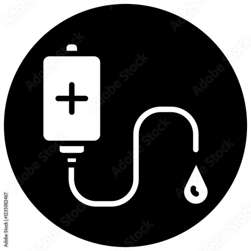 Blood Transfusion Glyph Black Circle Icon, Blood Transfusion Icon – Medical & Healthcare Symbol