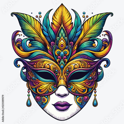 Mardi gras mask design stock illustration