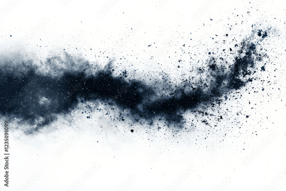 Obraz premium Dark powder explosion, abstract splash of charcoal.