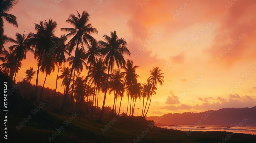 Tropical sunset beach palm trees ocean (1) Tropical sunset beach palm trees ocean (1)